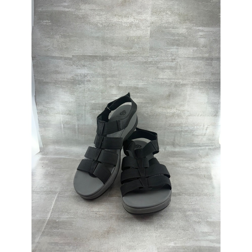 Clarks Cloudsteppers Arla Glison Black Strappy Sandals Women Sz 9M 261289054065